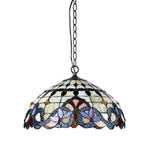 9.25" x 17.72" Victorian Stained Glass 2-Light Ceiling Pendant