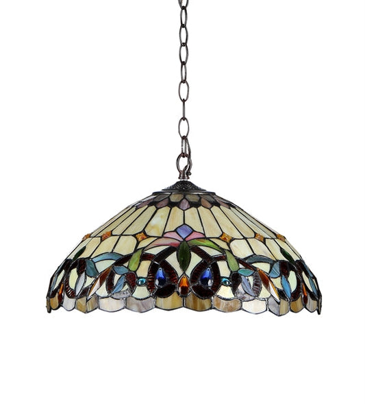 8.5" x 18.1" Victorian Stained Glass 2-Light Ceiling Pendant
