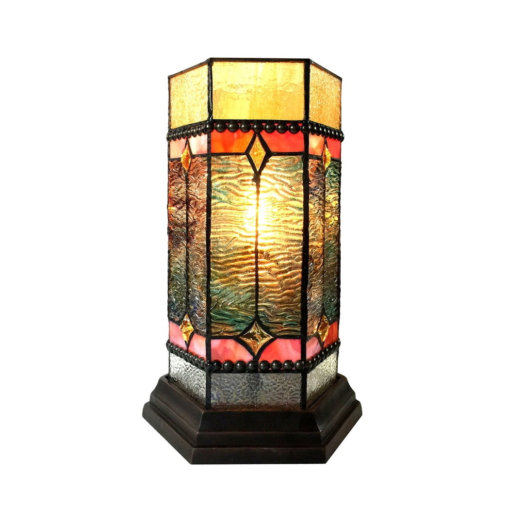 14" x 9" Mission-Style Stained Glass Accent Table Lamp