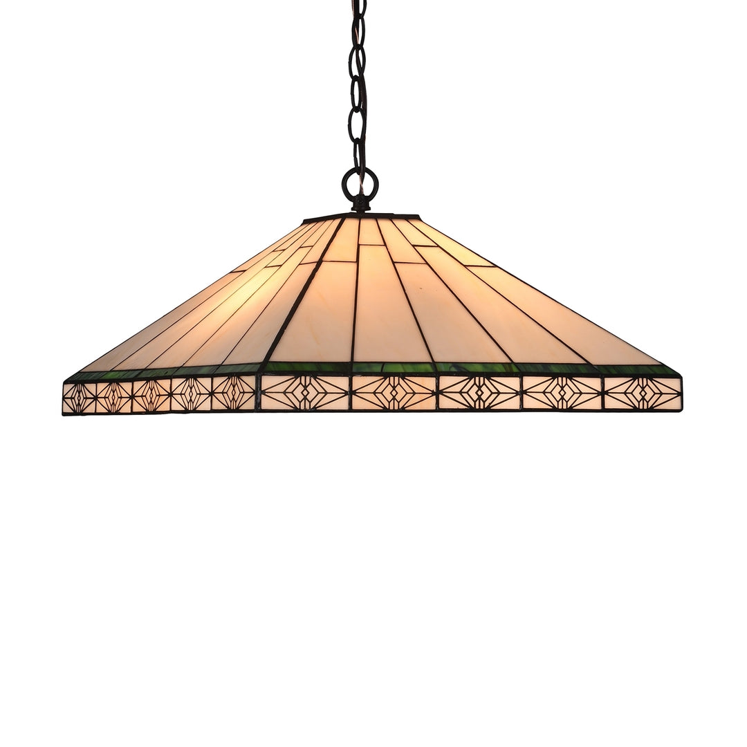 7.9" x 17.9" Mission-Style Geometric Stained Glass Ceiling Pendant