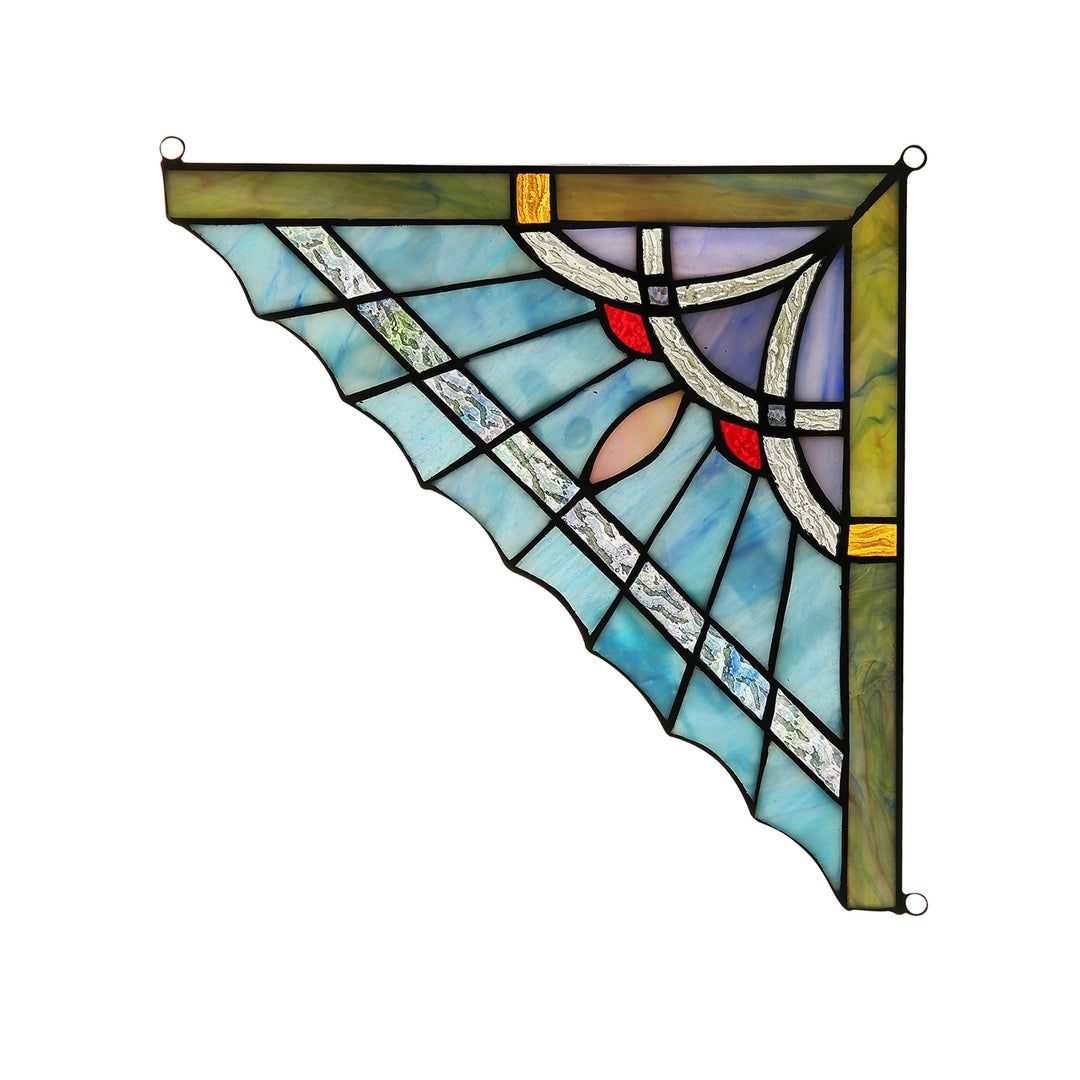 9.8" x 9.8" Mission-Style Stained Glass Corner Panel