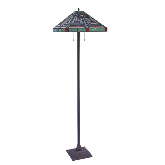 65.6" Antique Vintage Style Stained Glass Mission Floor Lamp