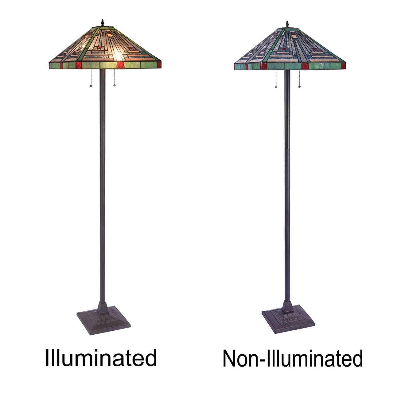 65.6" Antique Vintage Style Stained Glass Mission Floor Lamp