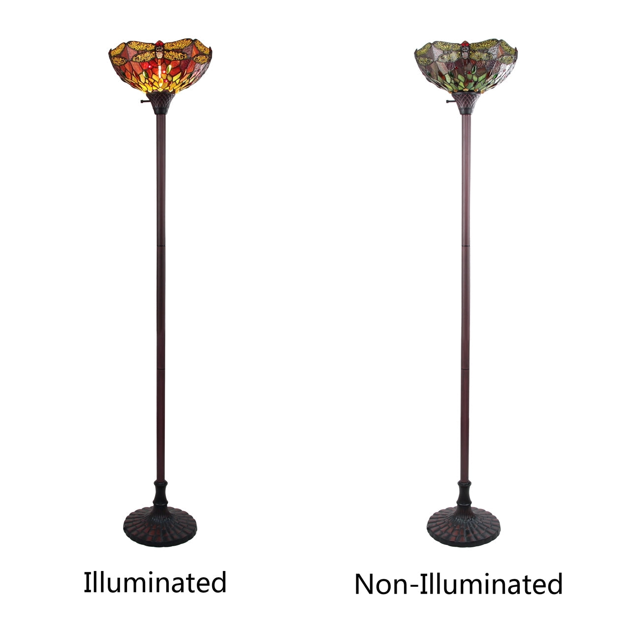 69.49" Antique Vintage Style Stained Glass Floor Lamp