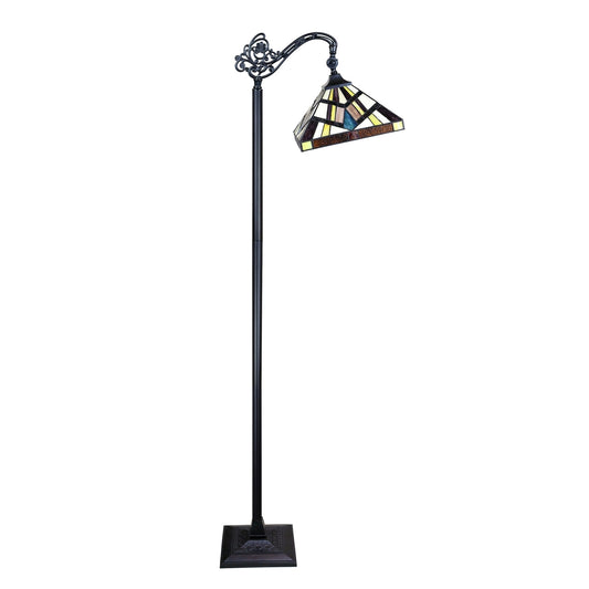 63.9" Antique Vintage Style Stained Glass Reading Floor Lamp