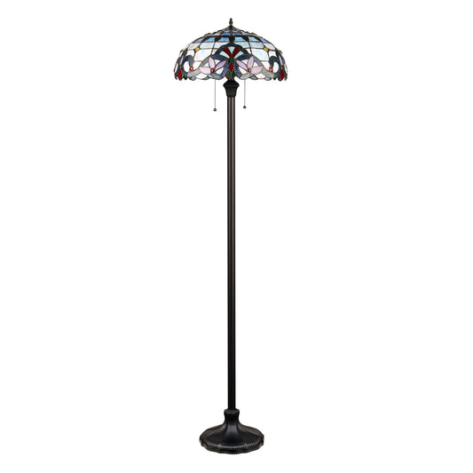 67.3" Antique Vintage Style Stained Glass Floor Lamp
