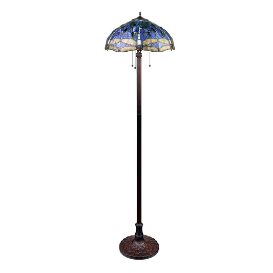 64.76" Antique Vintage Style Stained Glass Floor Lamp