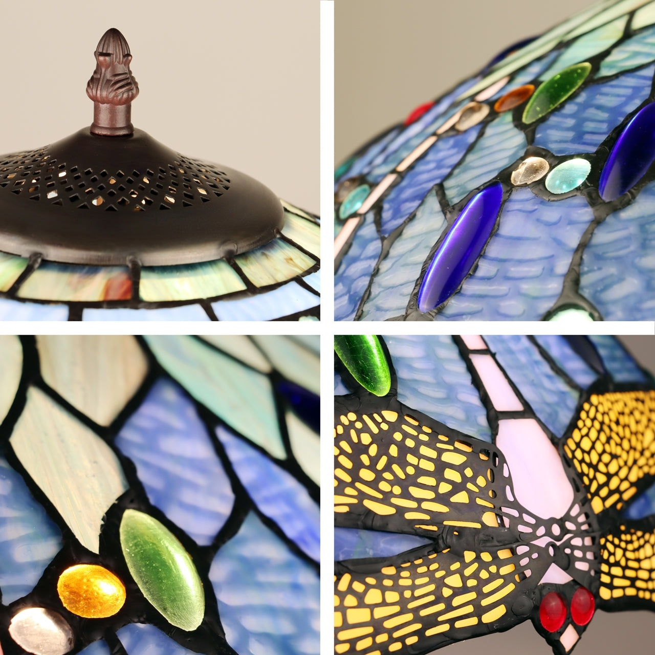 64.76" Antique Vintage Style Stained Glass Floor Lamp
