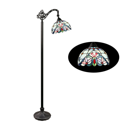 60" Antique Vintage Style Stained Glass Reading Floor Lamp