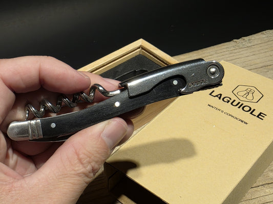 Laguiole Corkscrew with Black Horn Handles Vintage Style