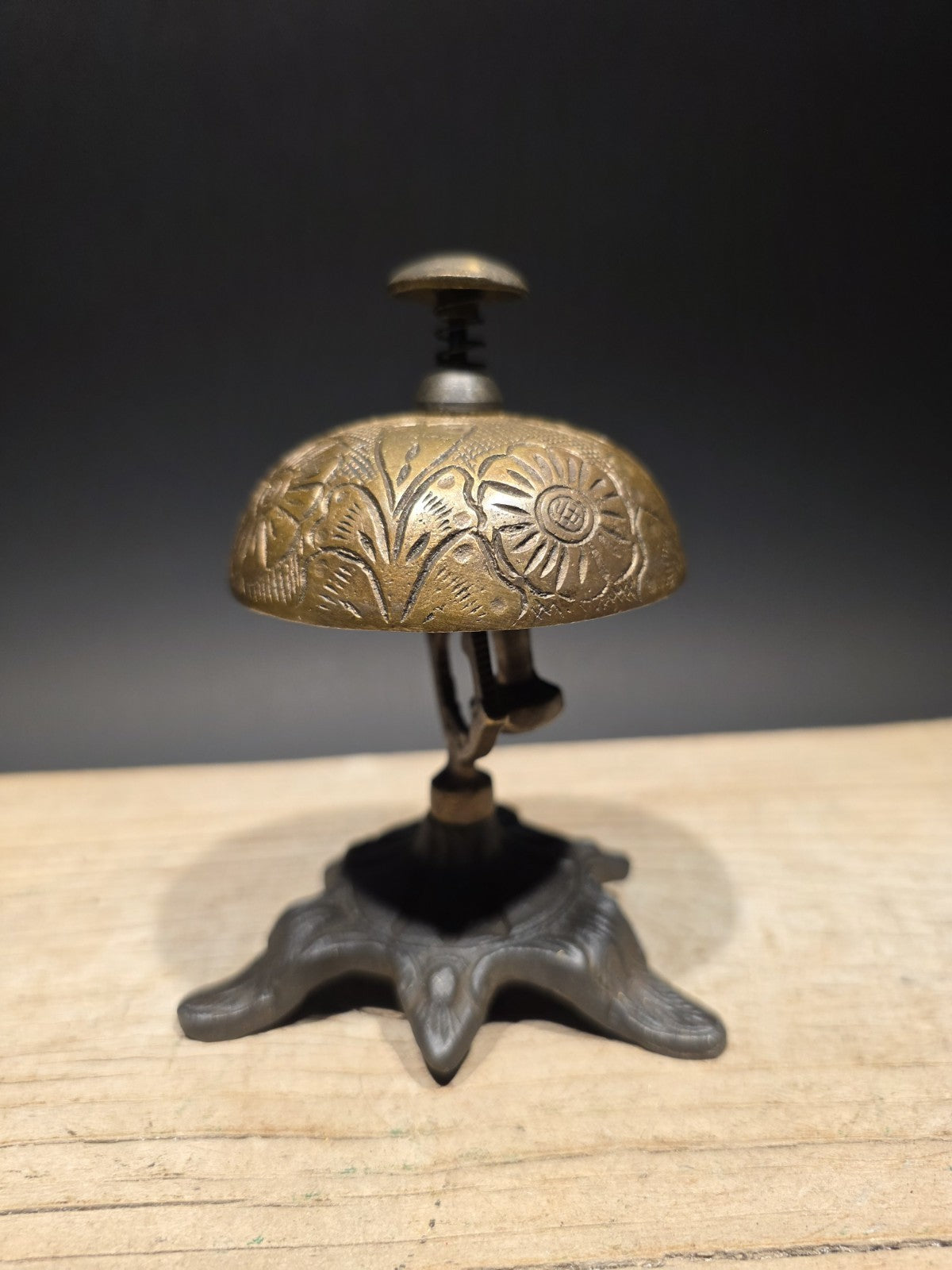 Antique Vintage Style Ornate Brass Table Desk Bell
