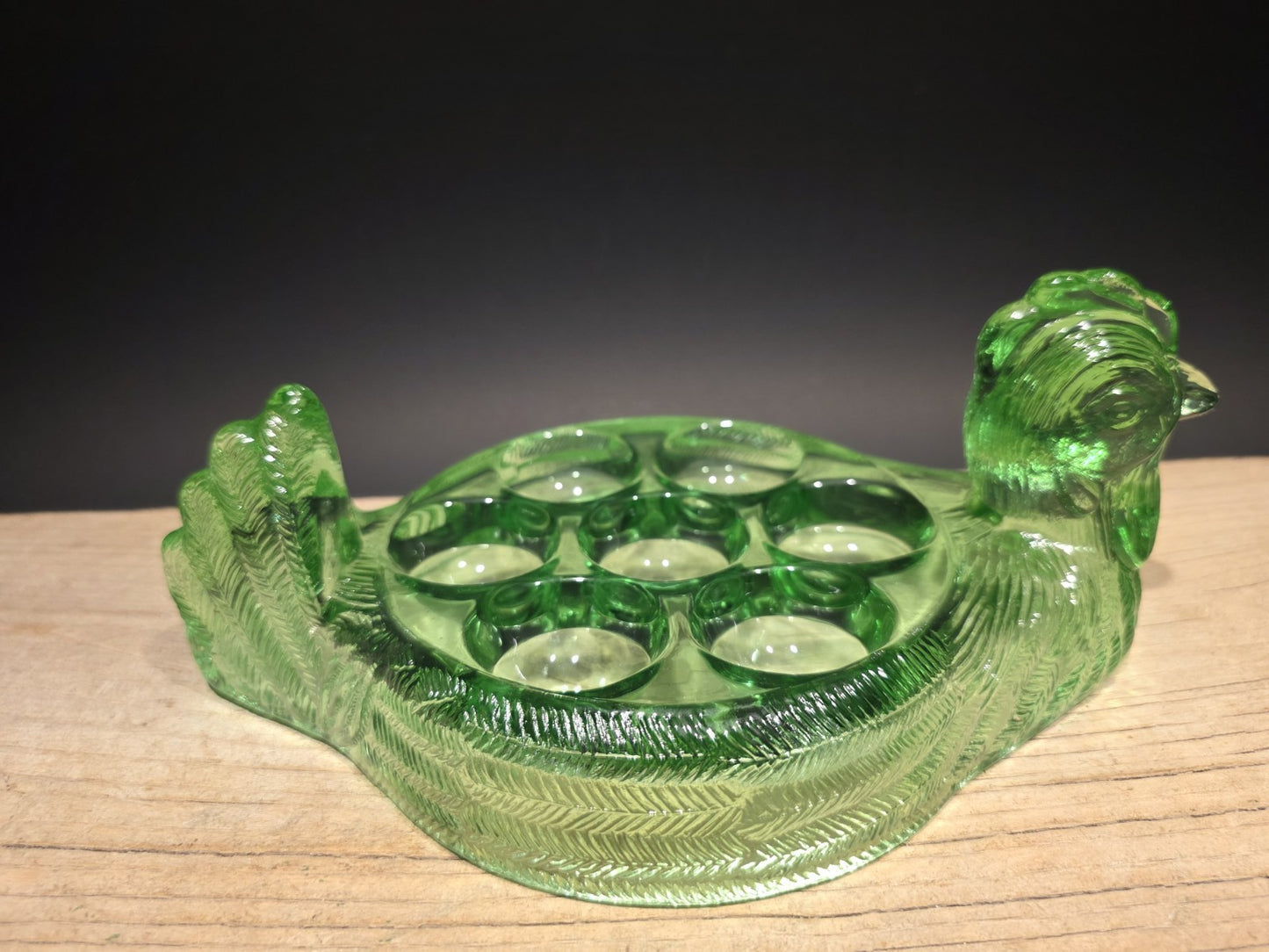 Vintage Antique Style Green Depression Glass Nesting Chicken Egg Holder