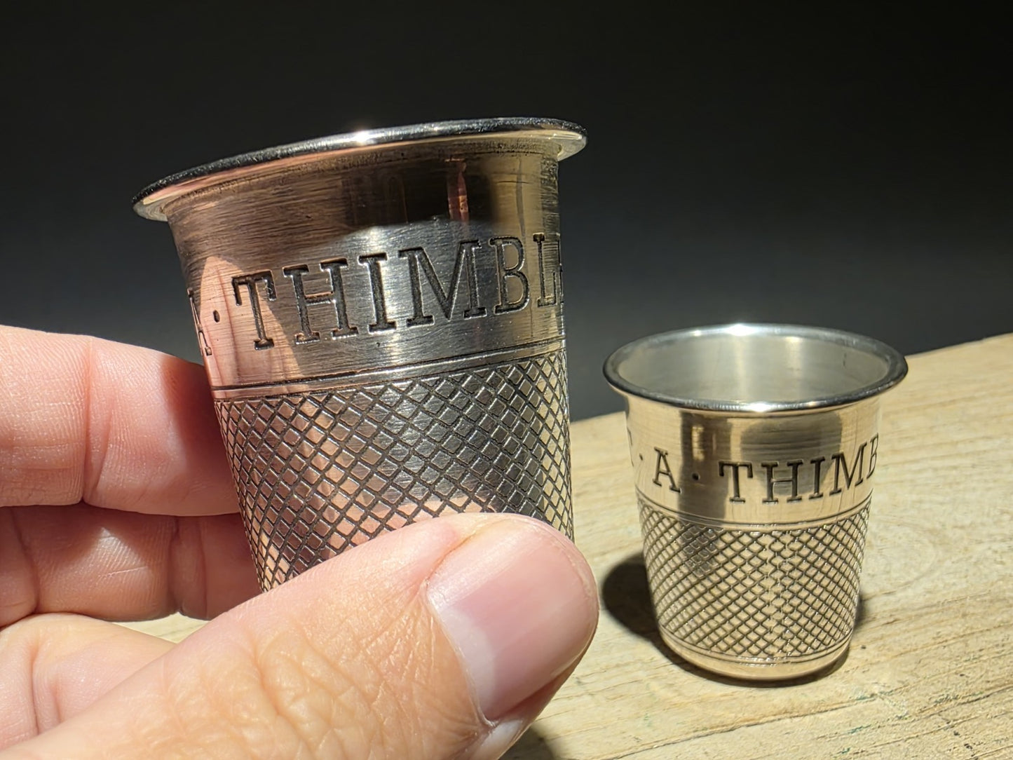 Vintage Style Metal Thimble Shot Glass Set