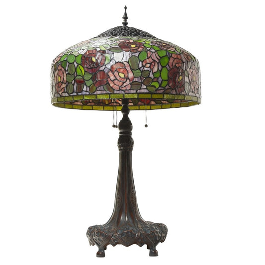 35.5'' Rose Bush Tiffany-Style Stained Glass Table Lamp