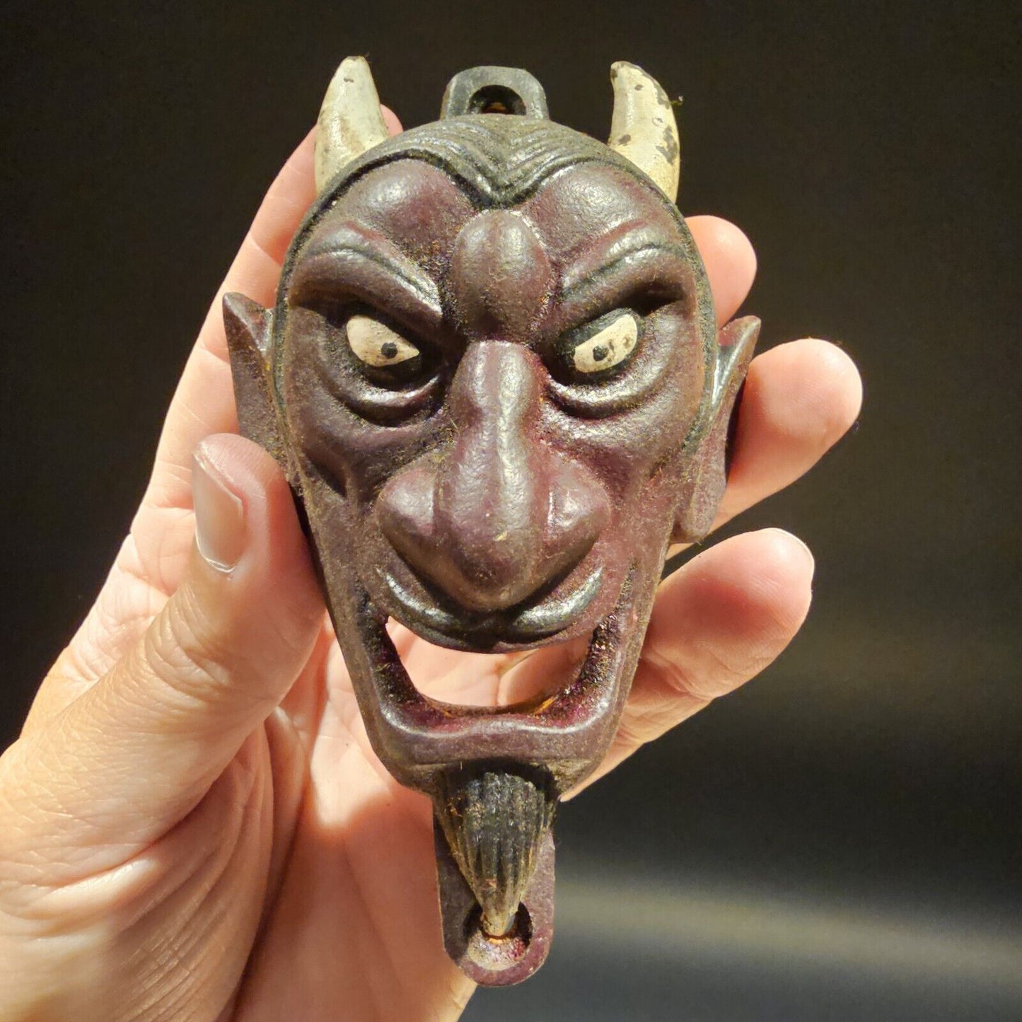 Antique Vintage Style Cast Iron folk art Devil Wall mount Bottle Opener