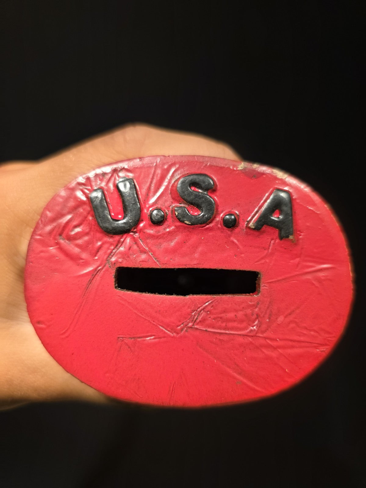 4 1/2" Antique Style Cast Iron USA Patriotic Hat Coin Bank