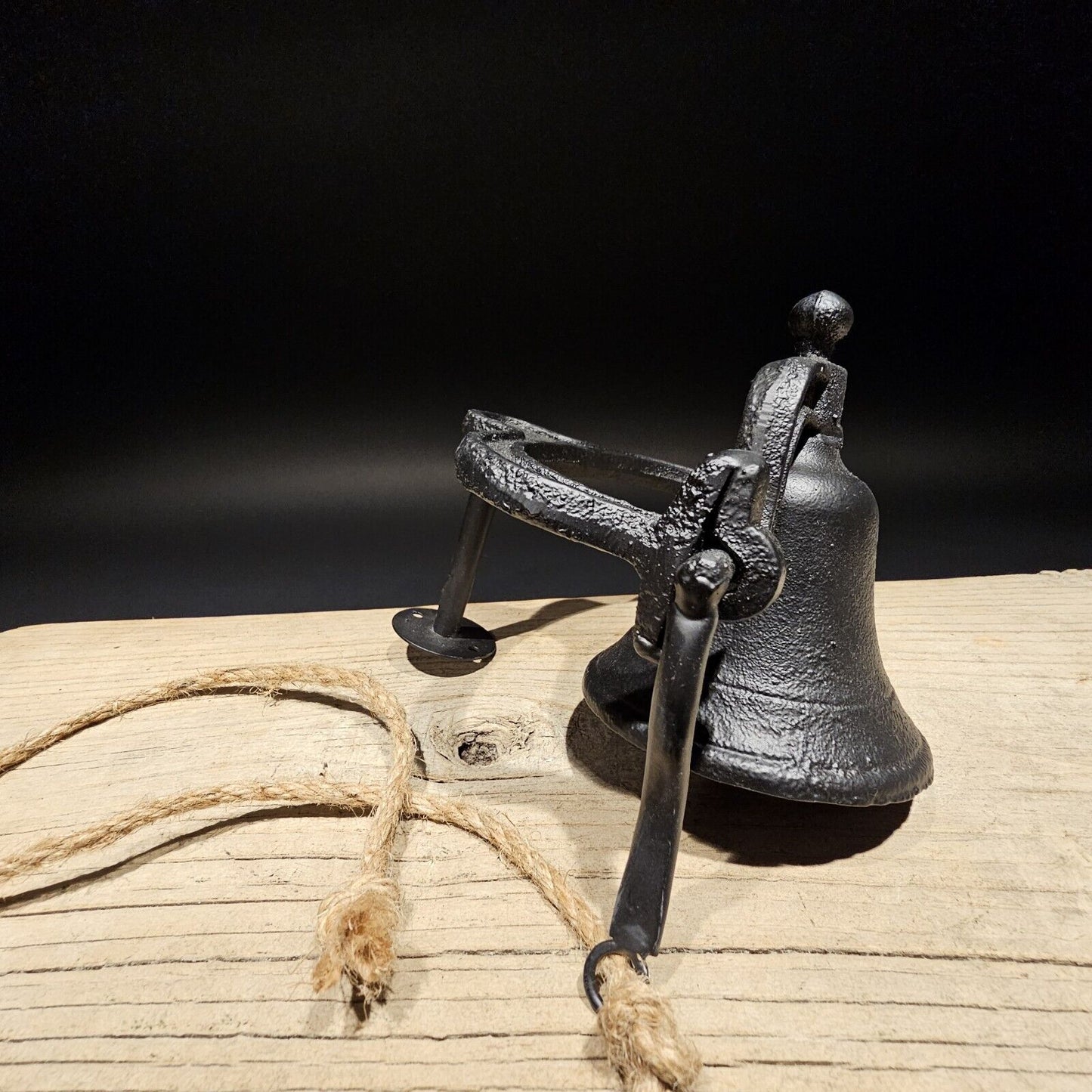 Antique Vintage Style Black Wall Mount Cast Iron Farm Bell