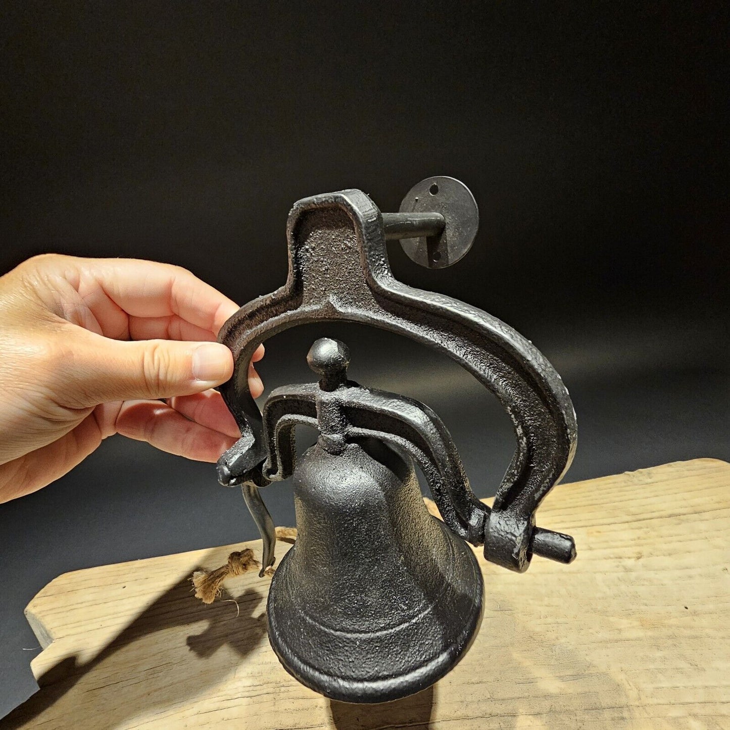 Antique Vintage Style Black Wall Mount Cast Iron Farm Bell