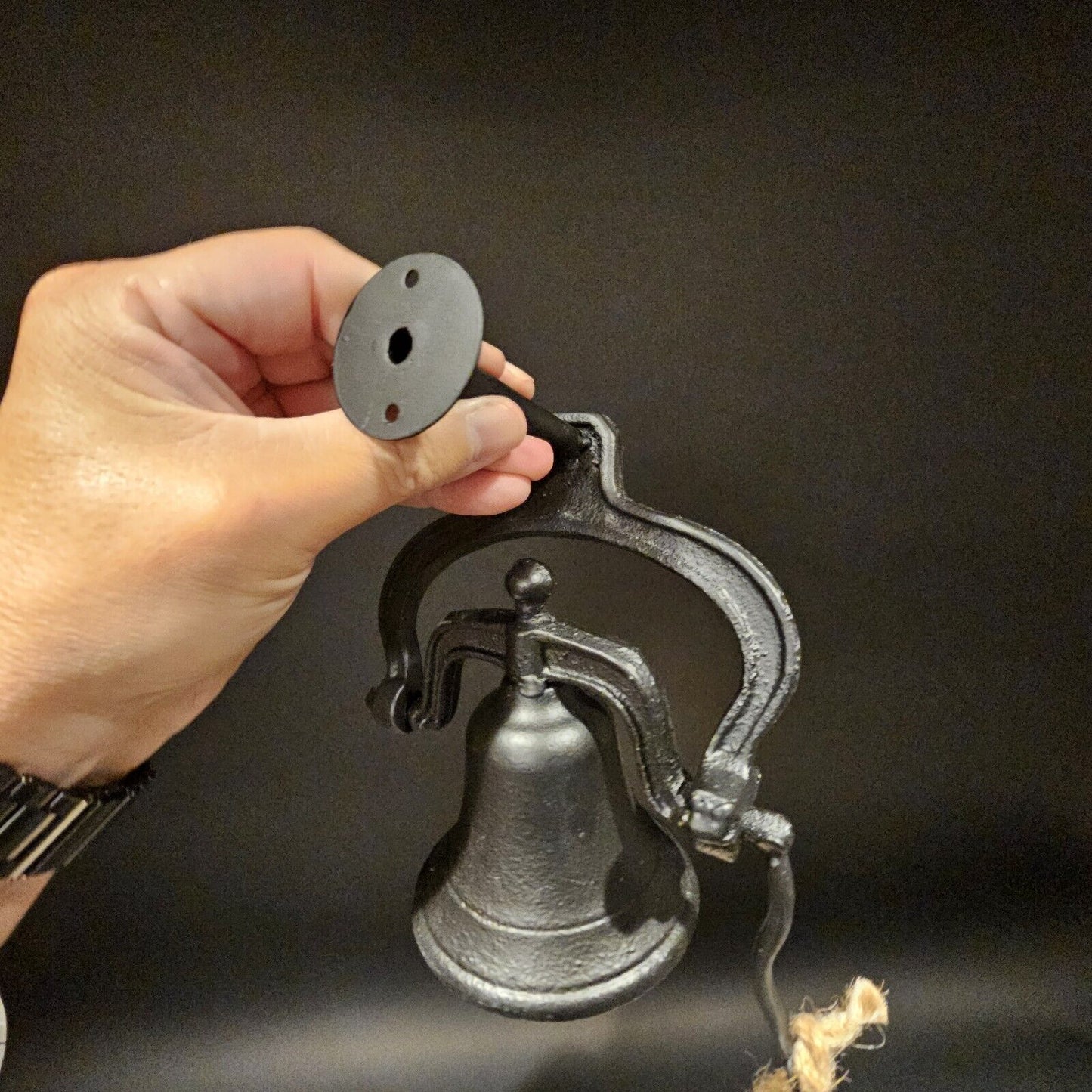 Antique Vintage Style Black Wall Mount Cast Iron Farm Bell