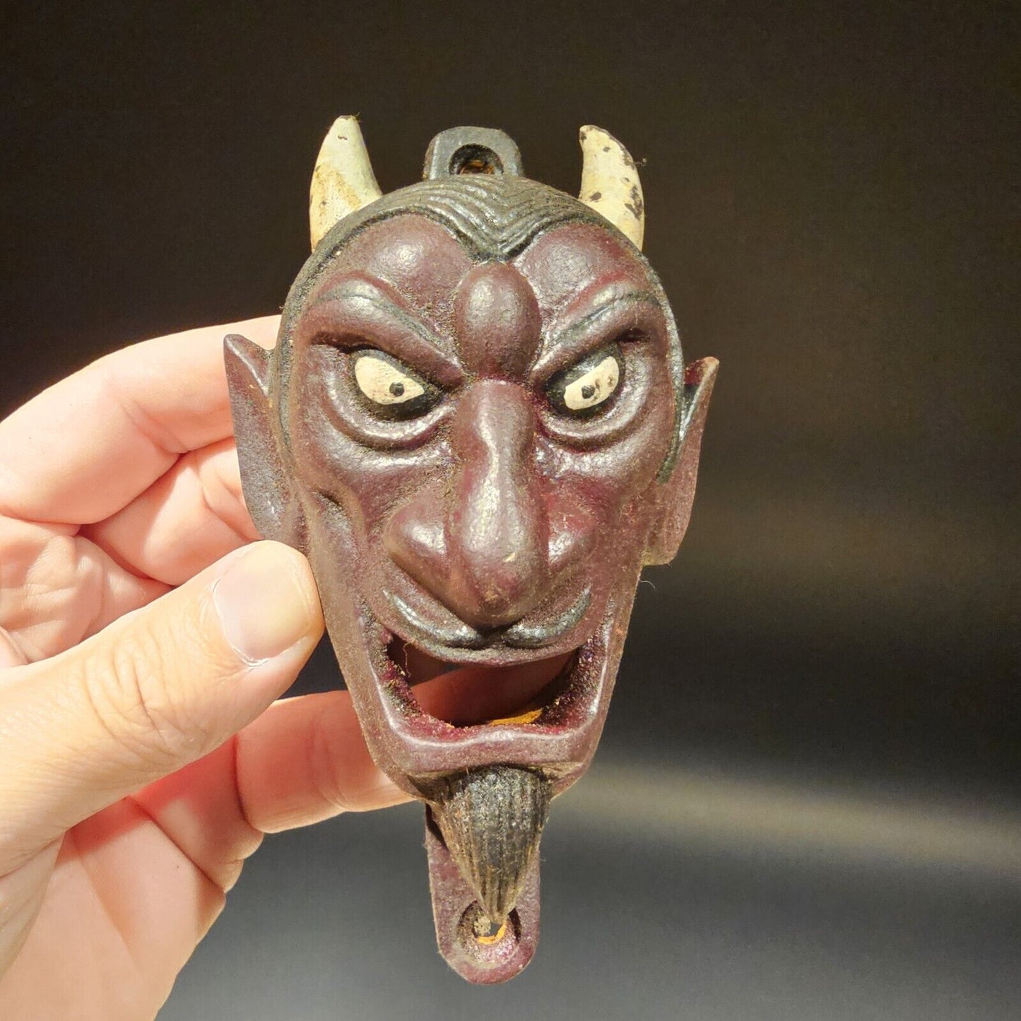 Antique Vintage Style Cast Iron folk art Devil Wall mount Bottle Opener