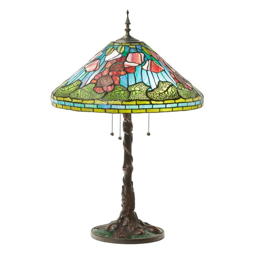 29.5"H Tiffany-Style Stained Glass Poppies Table Lamp