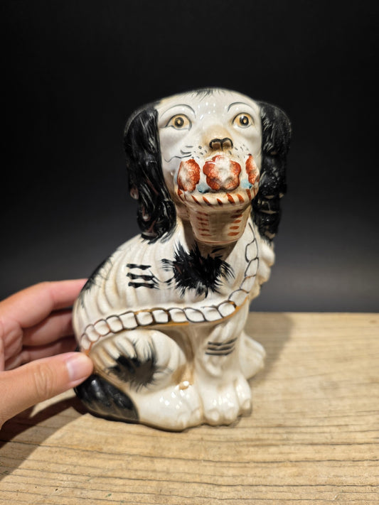 8" Antique Vintage Style Staffordshire Spaniel Dog Figurine