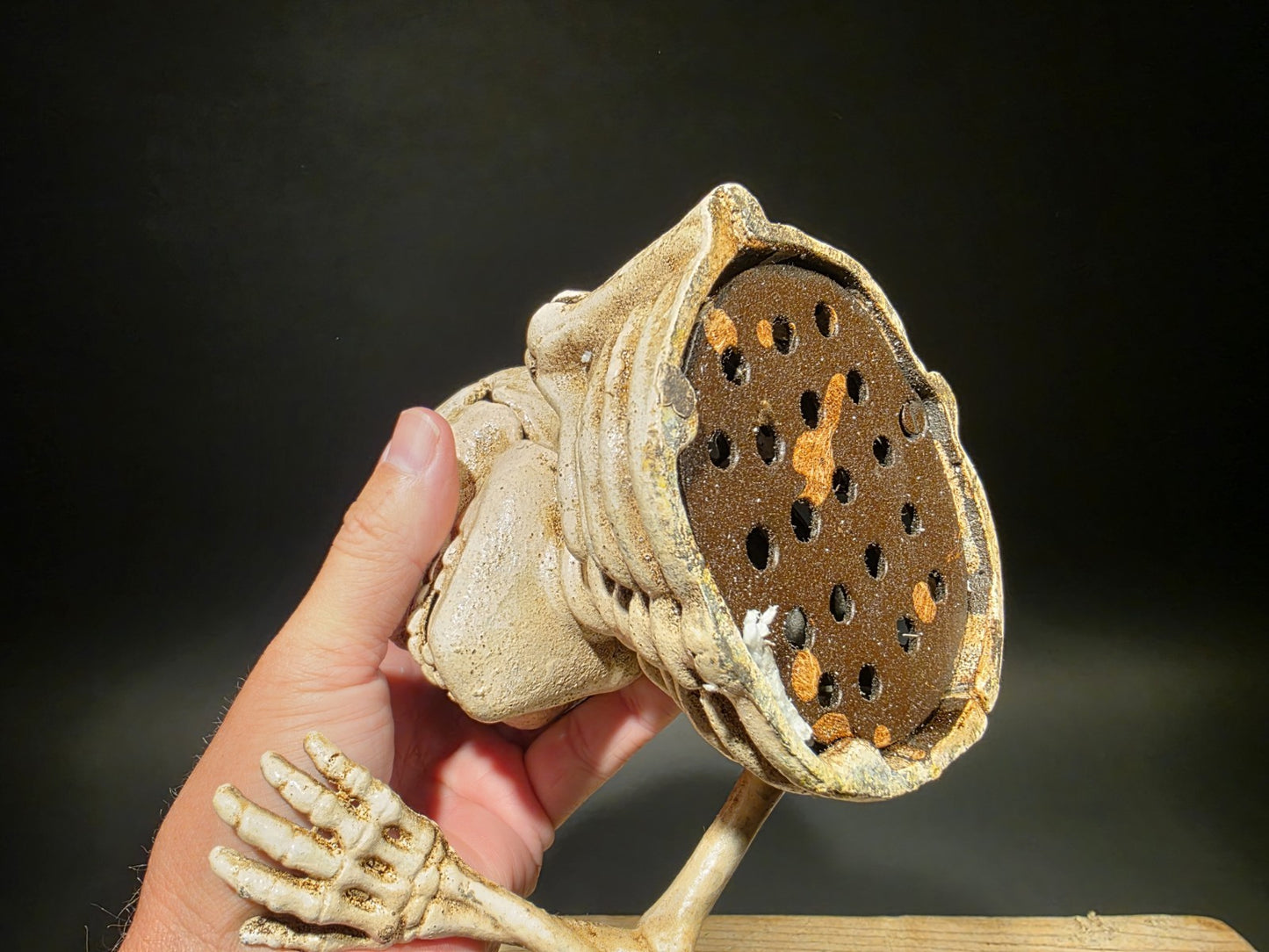 Antique Style Cast Iron Mechanical Halloween Skeleton Coin Bank