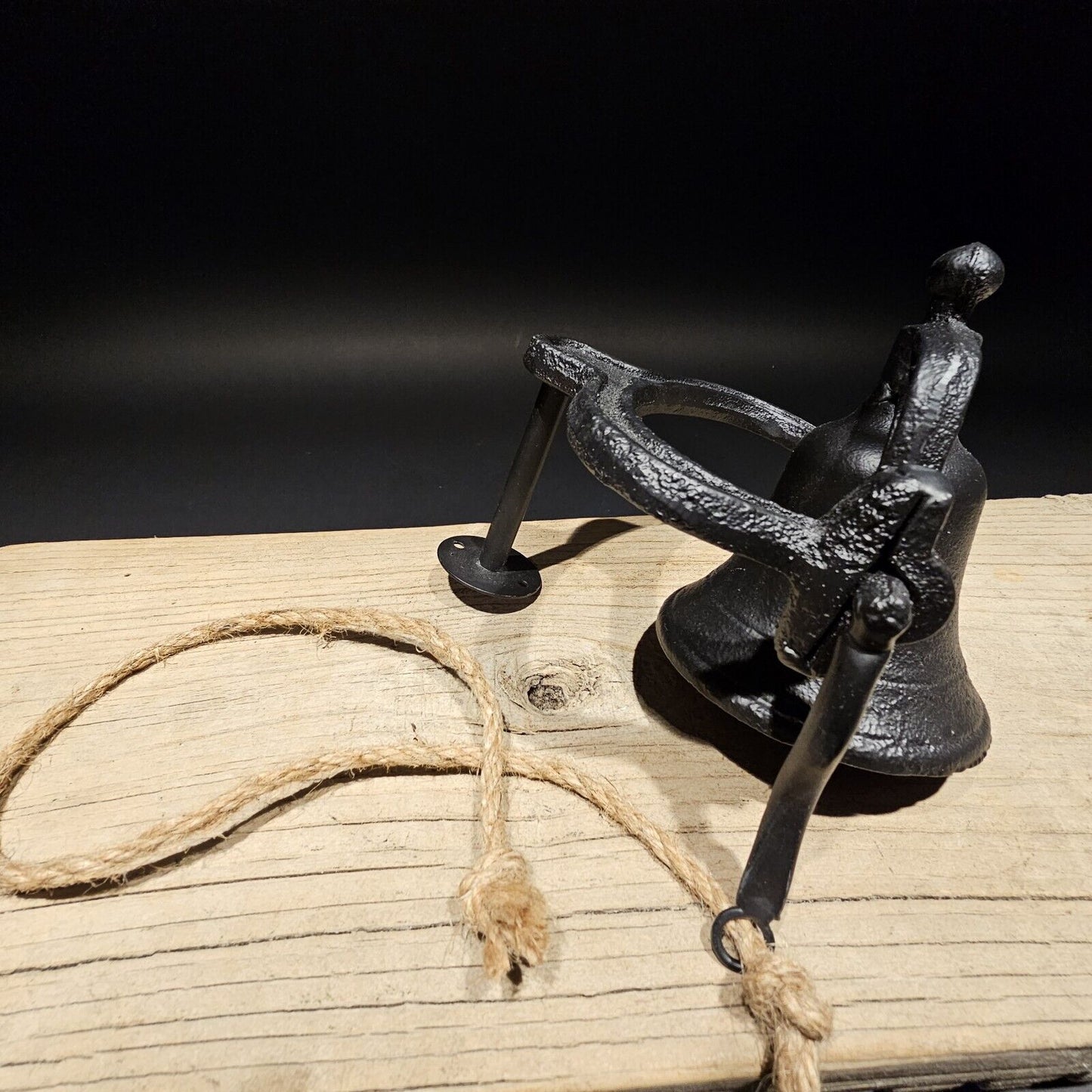 Antique Vintage Style Black Wall Mount Cast Iron Farm Bell