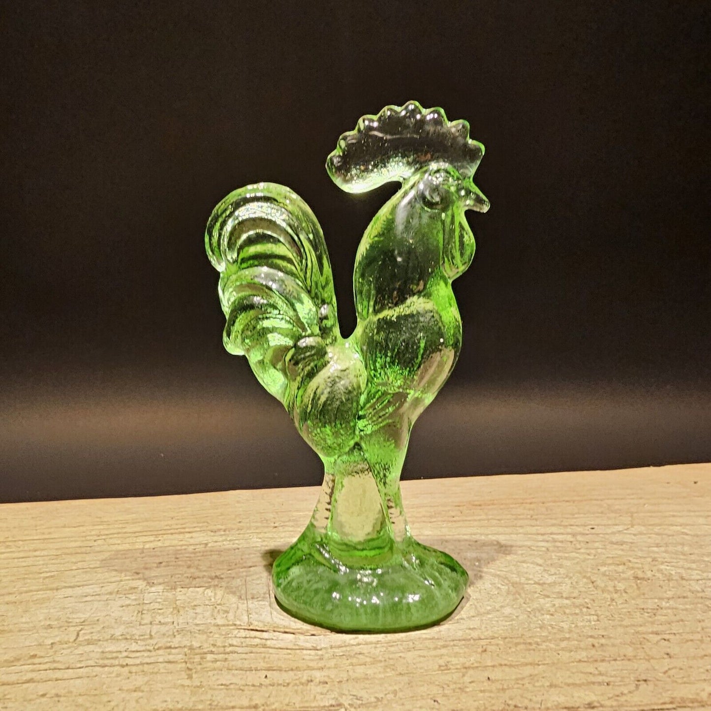 Antique Vintage Style Green Depression Glass Rooster Chicken