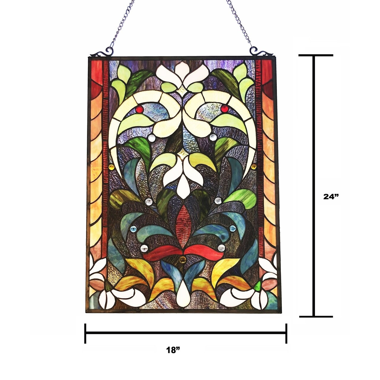 24" Rectangle Stained Glass Hanging Window Pane Suncatcher