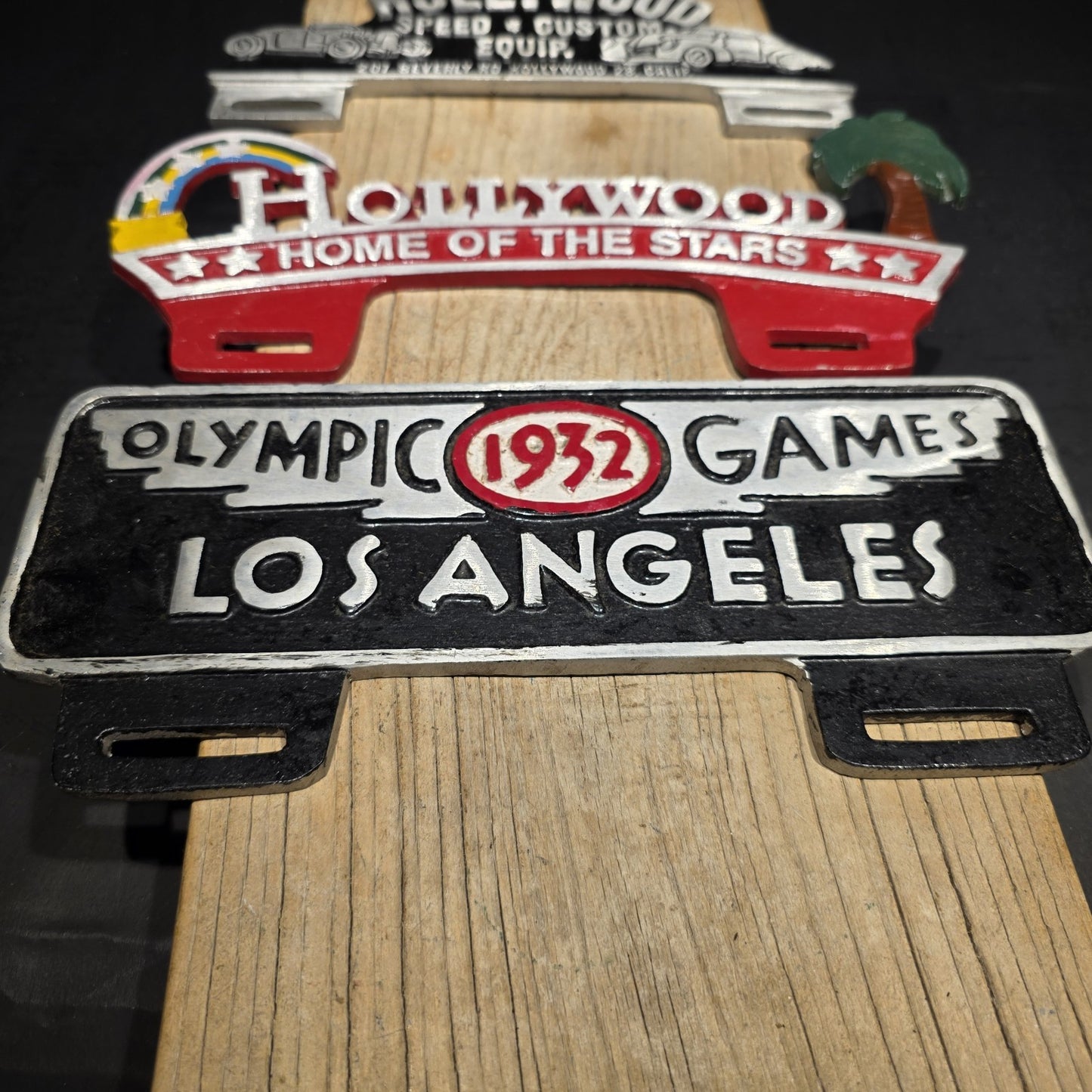 Vintage Style Aluminum Holywood License Plate Fob Topper Collection Lot