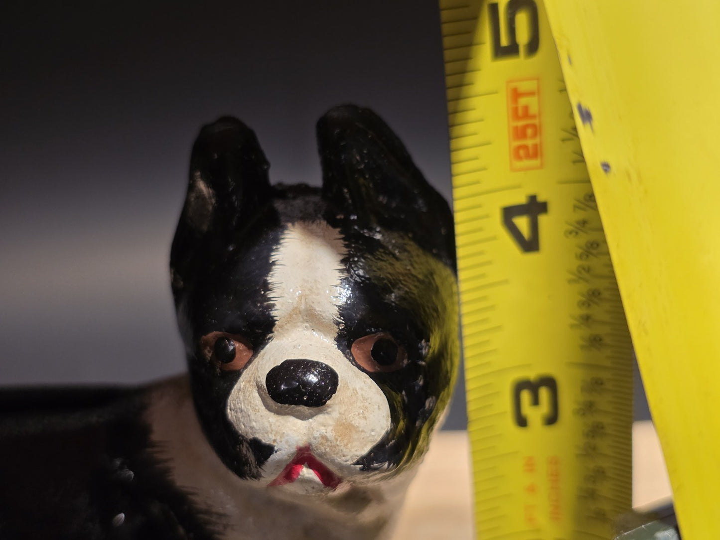 5" Antique Style Cast Iron Boston Terrier Dog Door Stop Coin Bank