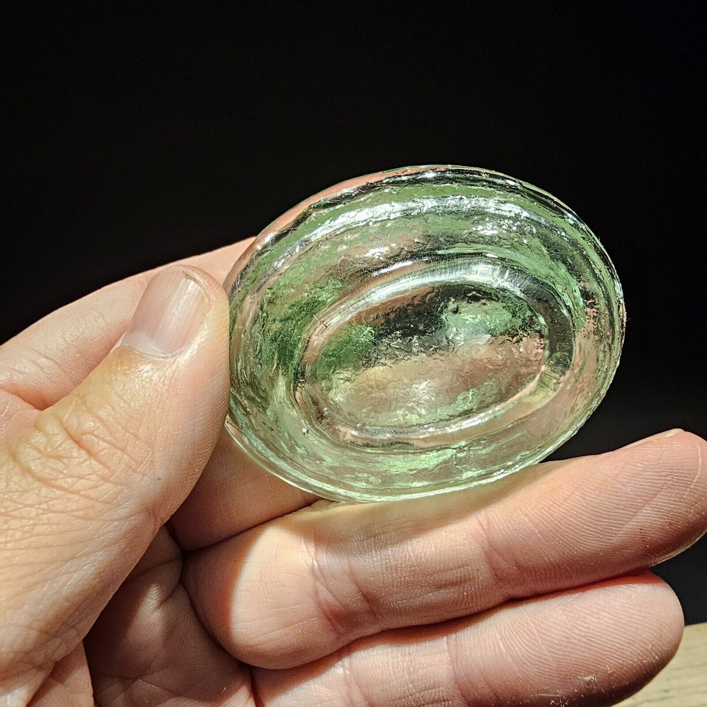 Antique Vintage Style Miniature Green Depression Glass Chicken Hen On Nest Dish