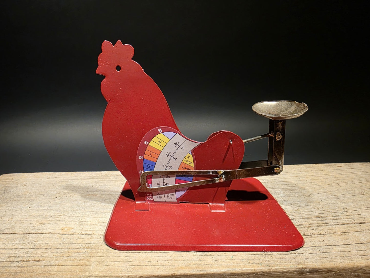 6 1/5" Antique Vintage Style Red Metal Country Egg Scale