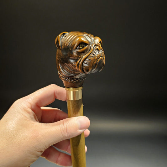 36" Antique Style Bulldog Dog Head Walking Stick Cane