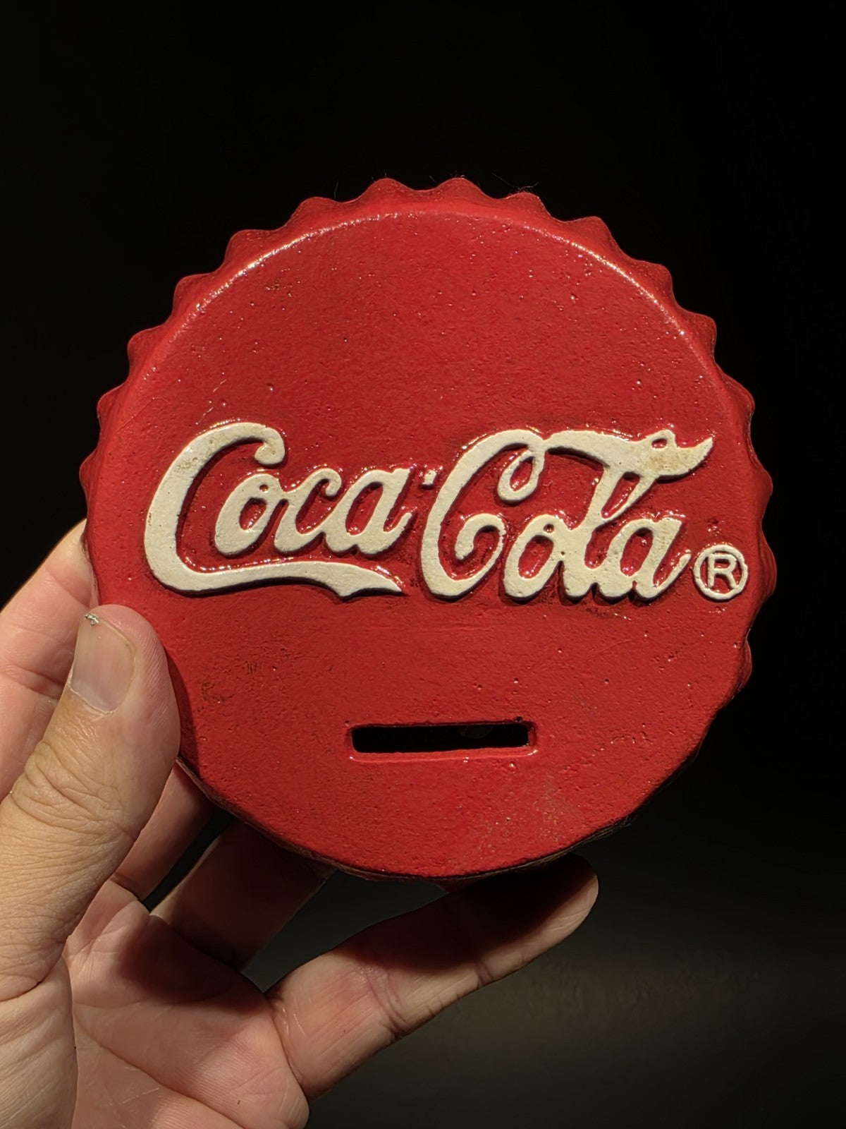Antique Vintage Style Cast Iron Coca Cola Bottle Cap Coin Bank Atlanta Ga.