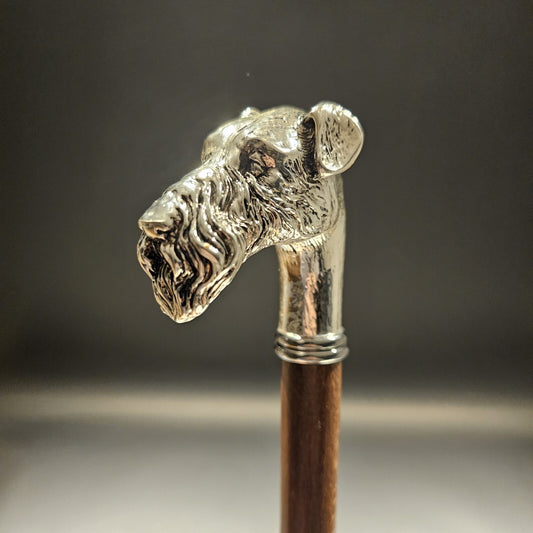 36" Antique Style Fox Terrier Dog Head Walking Stick Cane