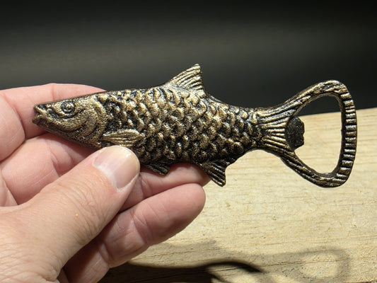 5" Vintage Style Antique Brass Cast Iron Fish Bottle Opener bar tool