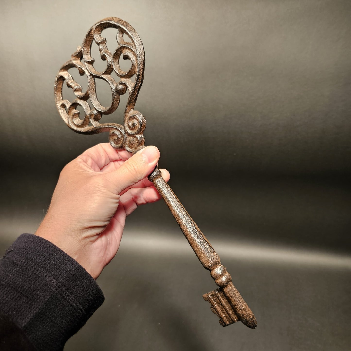 13" Antique Vintage Style Cast Iron Large Ornate Skeleton Key