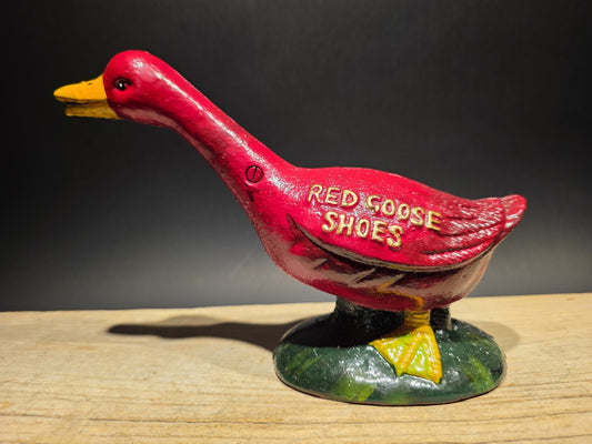 Antique Style Red Goose Cast Iron Still Coin Bank