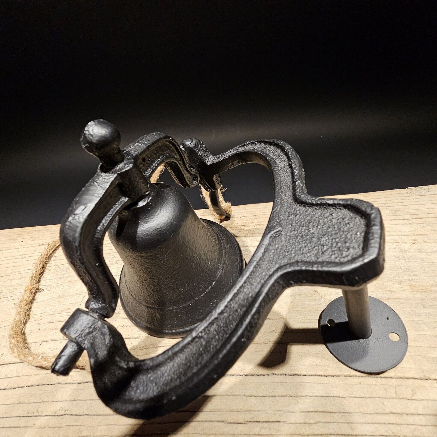 Antique Vintage Style Black Wall Mount Cast Iron Farm Bell