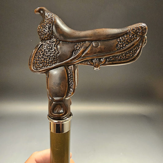 36" Antique Style Cowboy Saddle Derby Walking Stick Cane