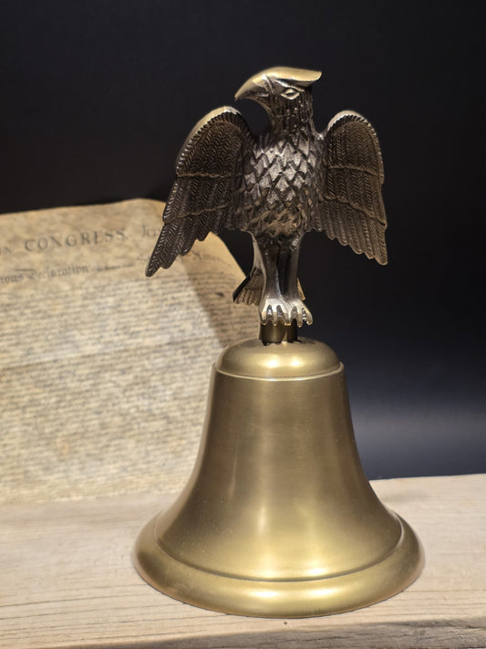Large 11" Antique Style Brass Eagle Desk Call Bell Americana Federalist Style