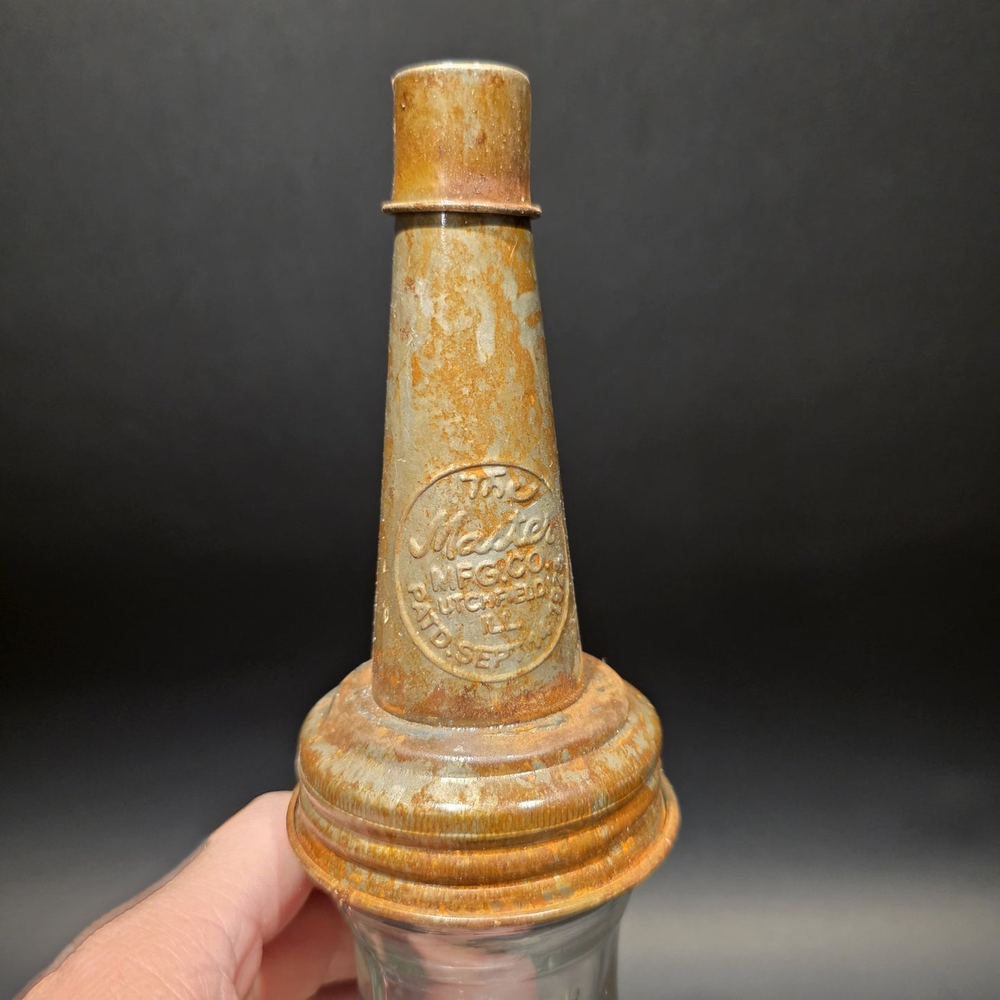 1930s Style Glass Gulf Oil Bottle w Spout