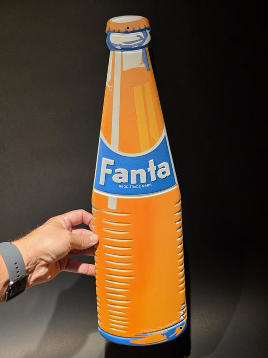 22" Vintage Style Metal Die Cut Fanta Bottle Sign