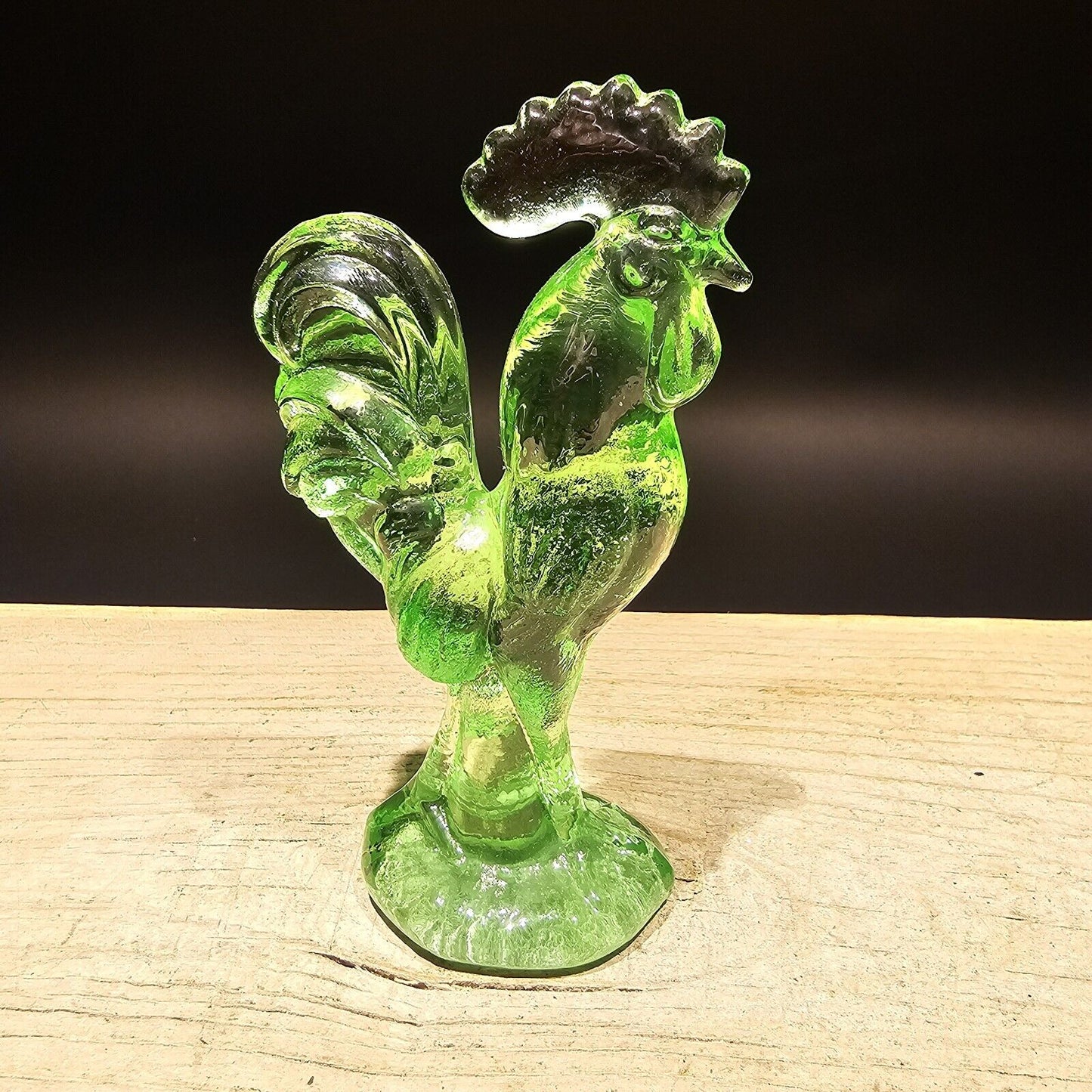 Antique Vintage Style Green Depression Glass Rooster Chicken