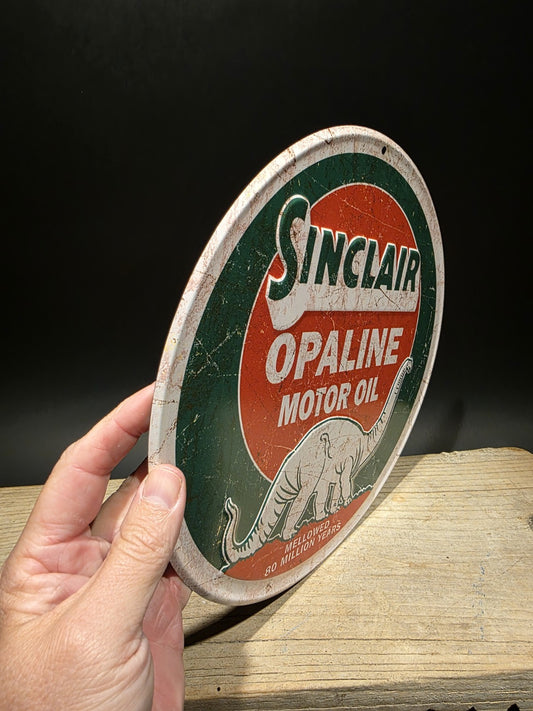 11 1/2" Antique Vintage Style Round Metal Sinclair Sign Motor Oil Plaque