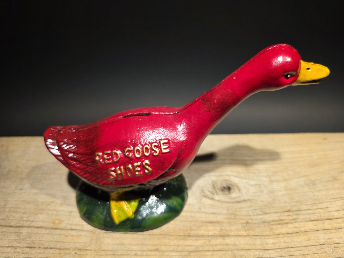 Antique Style Red Goose Cast Iron Still Coin Bank
