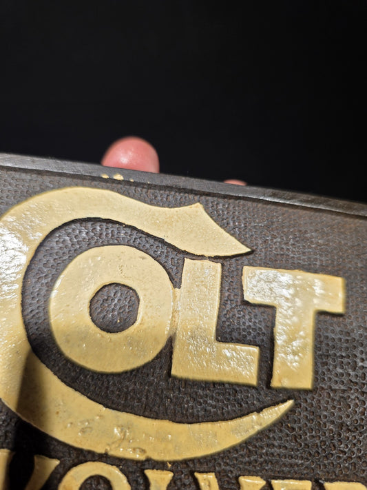 6 1/4" Antique Vintage Style Cast Iron Colt Plaque Sign