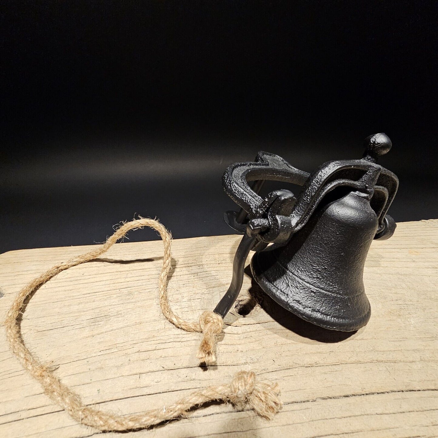 Antique Vintage Style Black Wall Mount Cast Iron Farm Bell